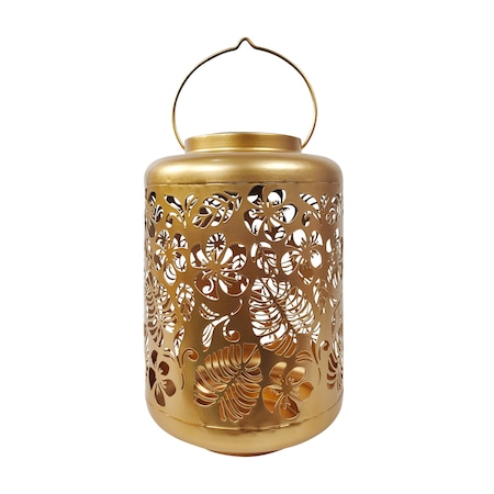 Snow Joe Bliss Outdoors Solar LED Lantern w Tropical Flower Design  Hand Painted Finish BSL-305-G